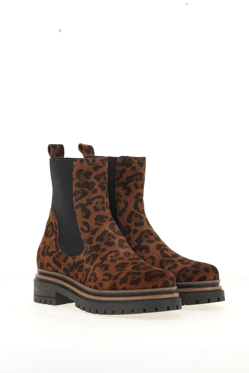 MJUS<br>Botas Chelsea de camurça com estampa de leopardo