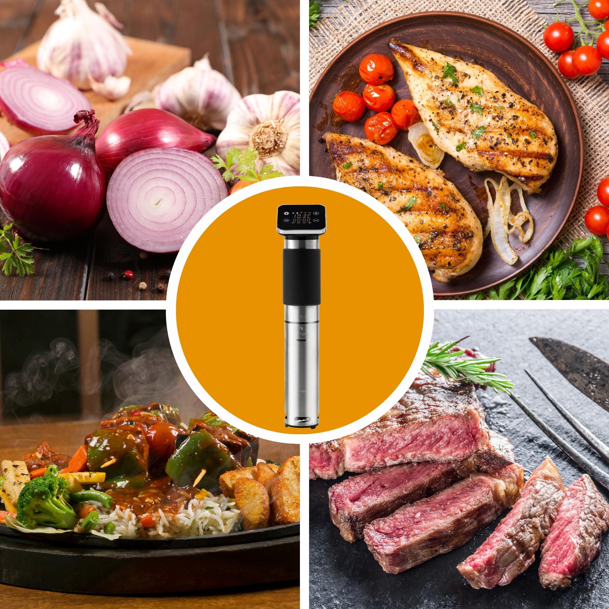 Sommertal TS1300 Sous Vide Stick Garer Stab, WiFi WLAN App Steuerung, Präzisionskocher Temperatureinstellung 0°C bis 90°C, wasserfest IPX7, Timer, Smart Home, 1300W, TÜV GS geprüft