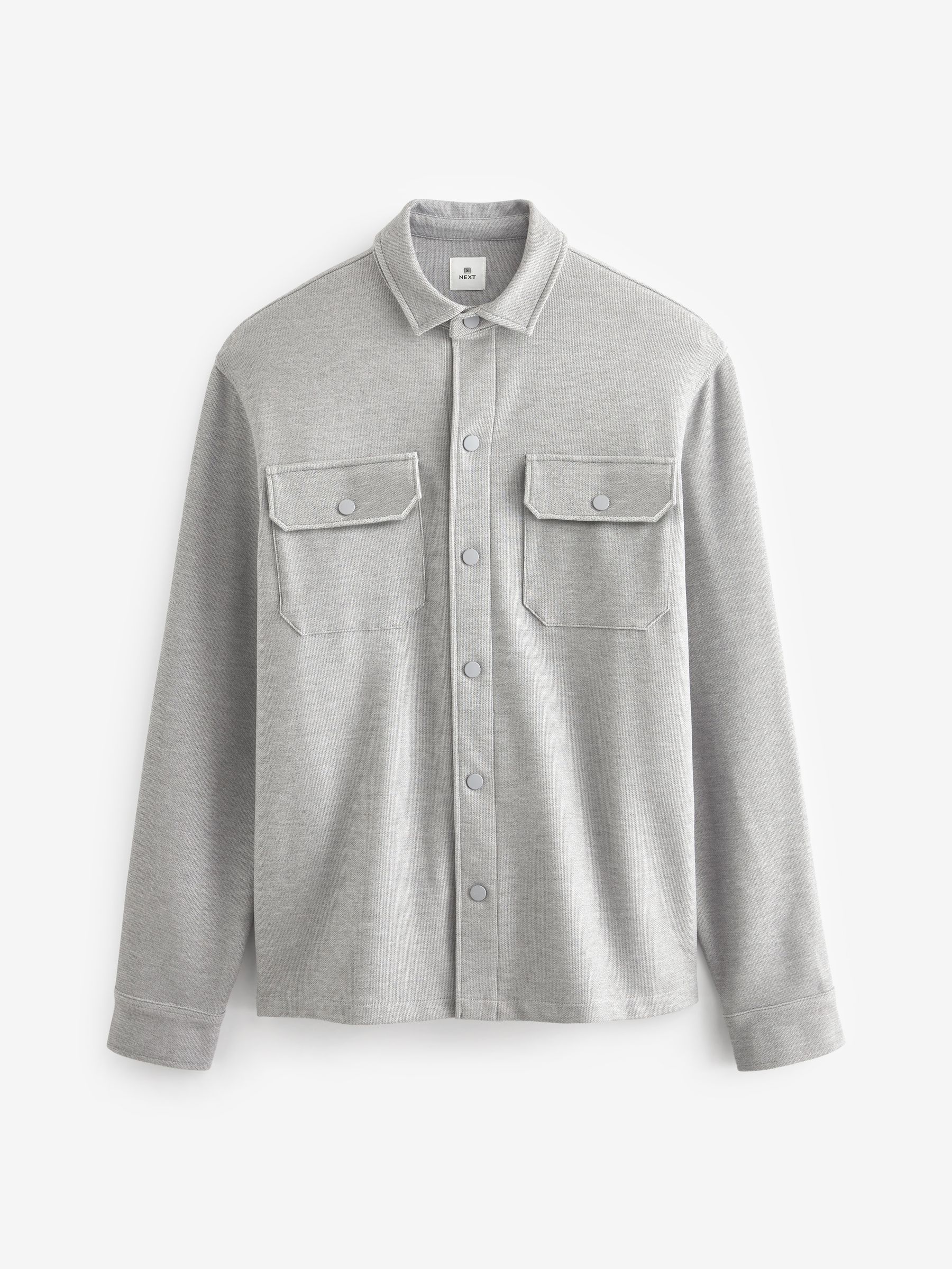 Grijs - Jersey keperstof Overshirt met drukknopen