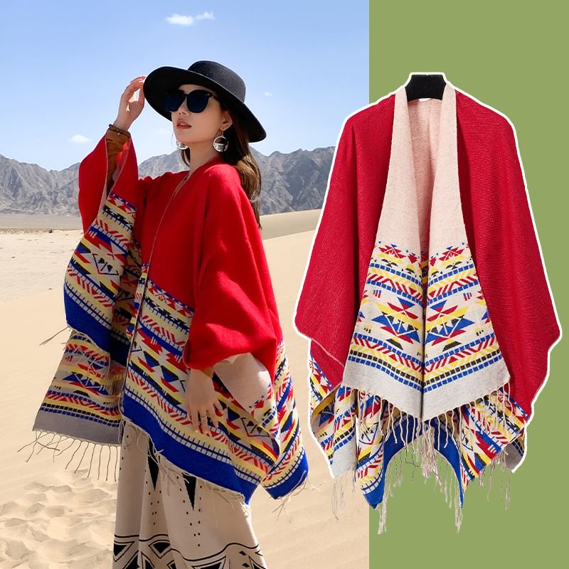 Dreamaway - Sjaal met geometrisch patroon en franjes