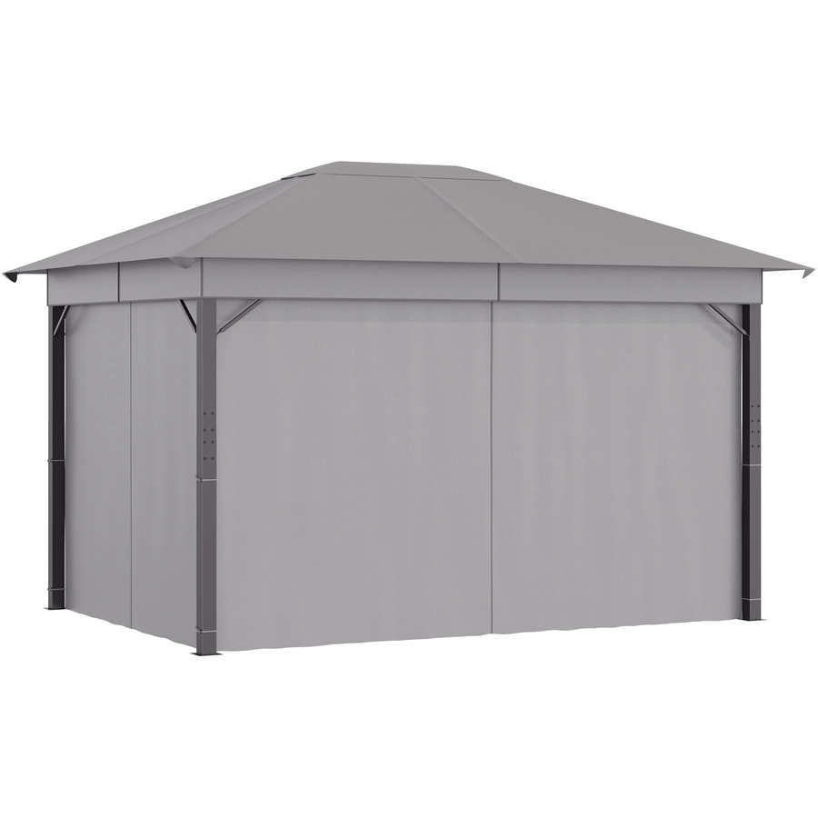 Outsunny Pavillon mit Seitenwänden grau