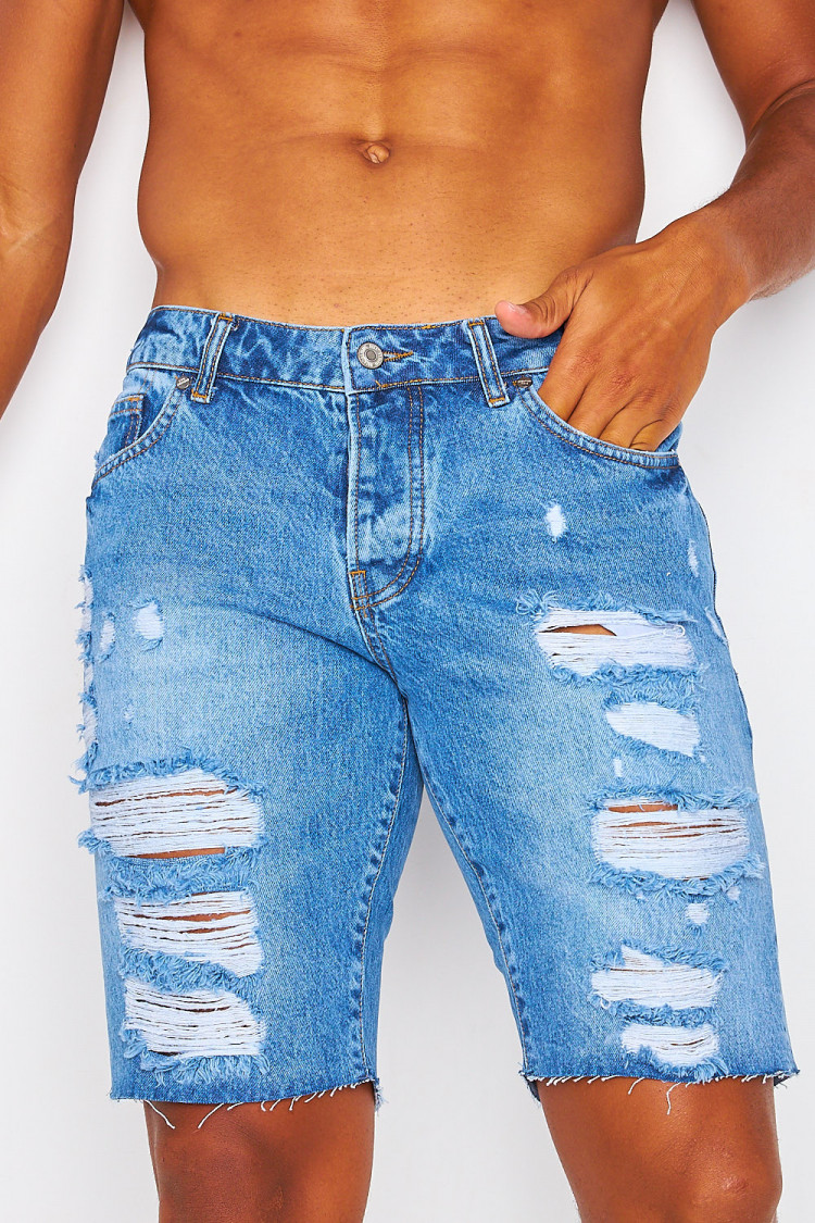 Short en jean déchiré bleu Brentiny