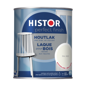 Histor Perfect Finish houtlak hoogglans RAL 9001 wit 750 ml
