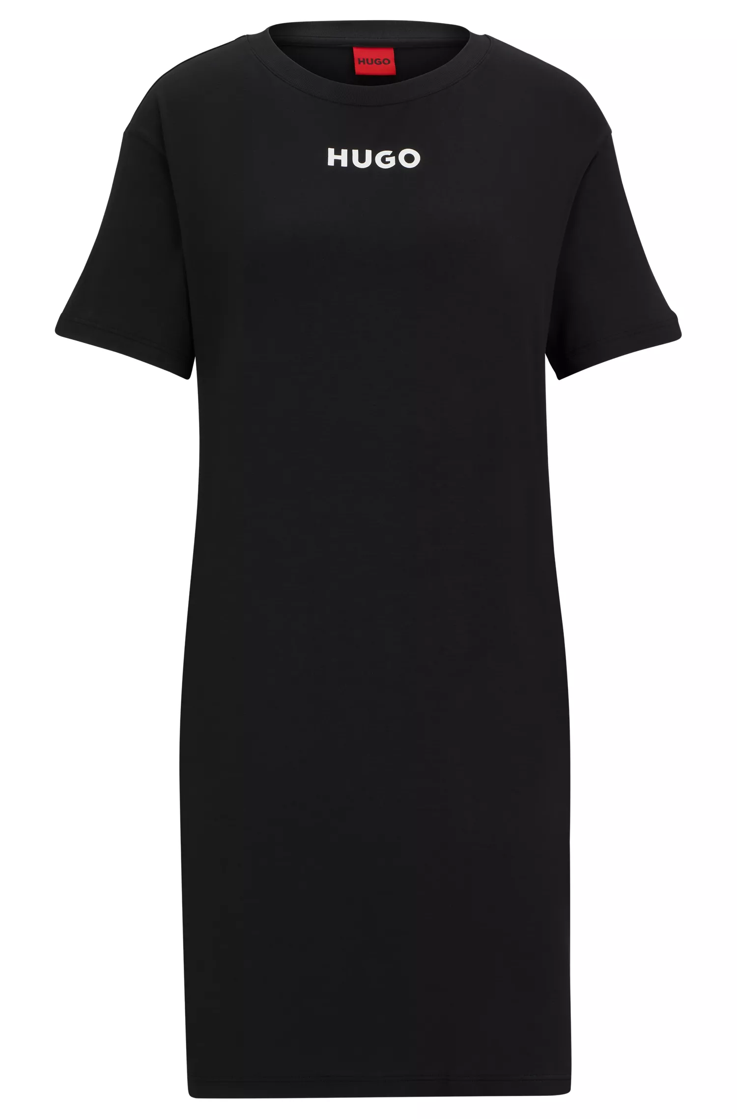 Camisola HUGO vermelha em malha elástica com modelagem relaxada e logotipo estampado.