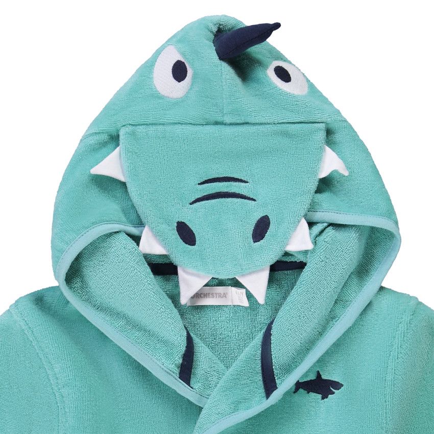 Peignoir à capuche ludique en éponge pour garçon - Bleu