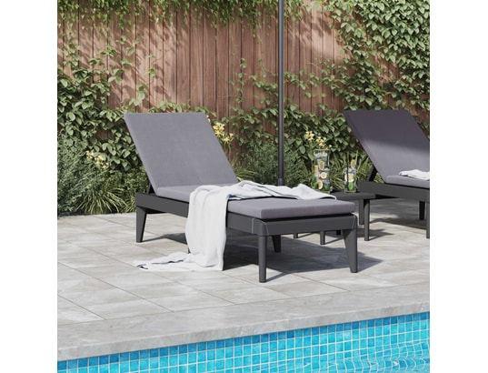 VIDAXL - Bain de soleil Chaise longue avec coussin anthracite 186x60x29 cm pp