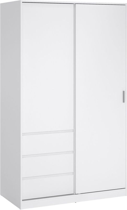Kledingkast Luna - Hoogglans - Wit - 119x200x60 cm