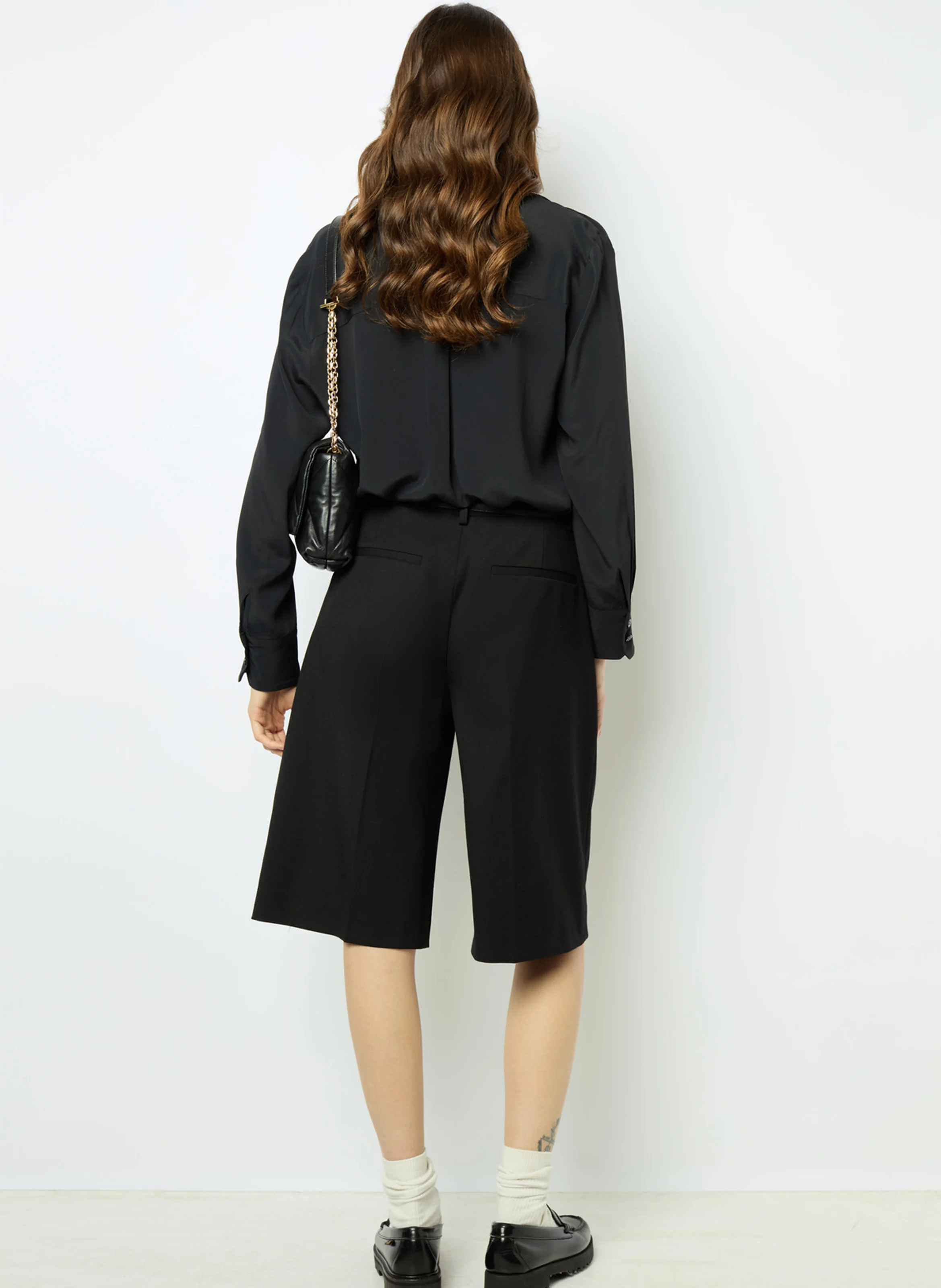 NEYLA - Short taille haute en laine mélangée | Noir