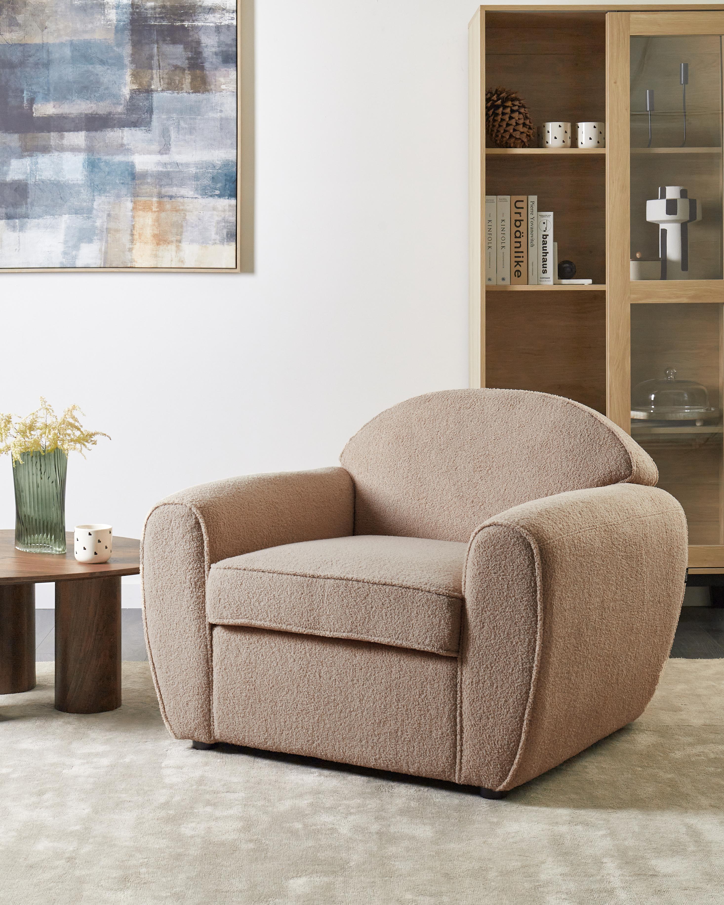Fauteuil ELLEDE Bouclé Lichtbruin
