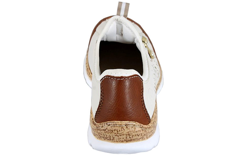 RIEKER TRAVESKO I BEIGE TEKSTIL MED LETLUK