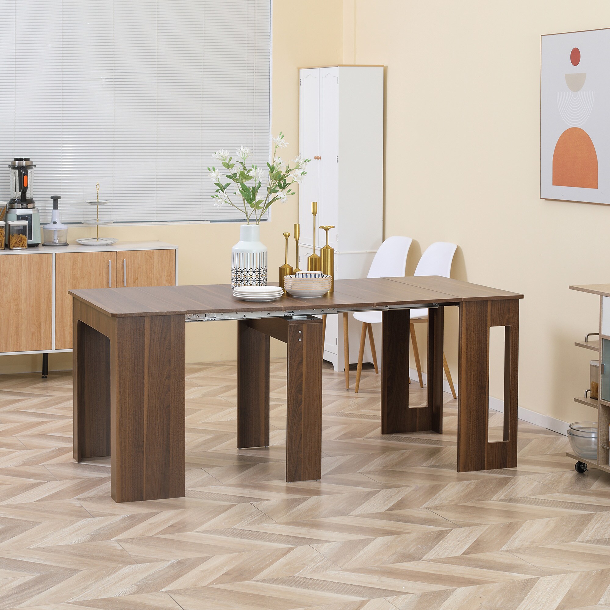 HOMCOM Klapptisch mit aufklappbarer Tischplatte braun 180L x 85B x 75H cm