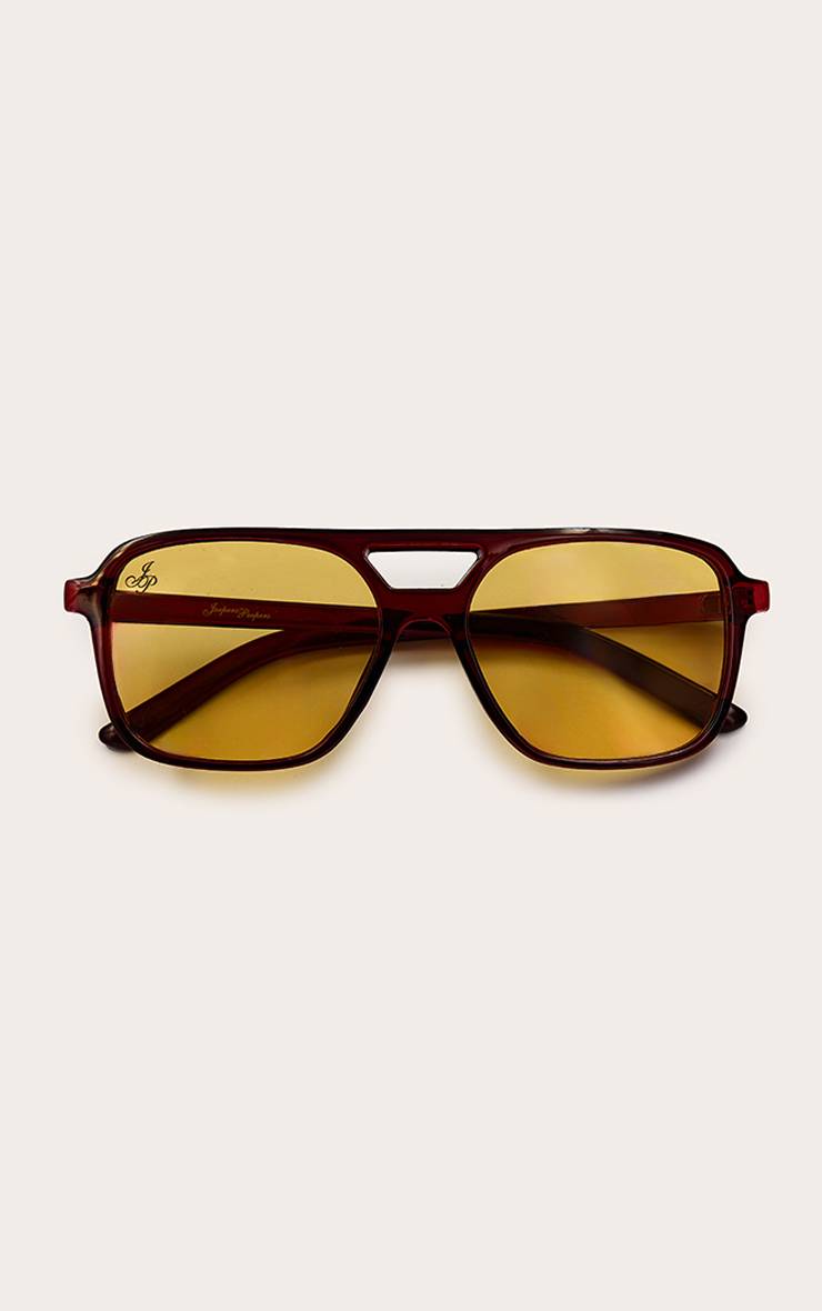 Rouge Lunettes De Soleil Jeepers Peepers Monture Aviateur Verres Jaunes