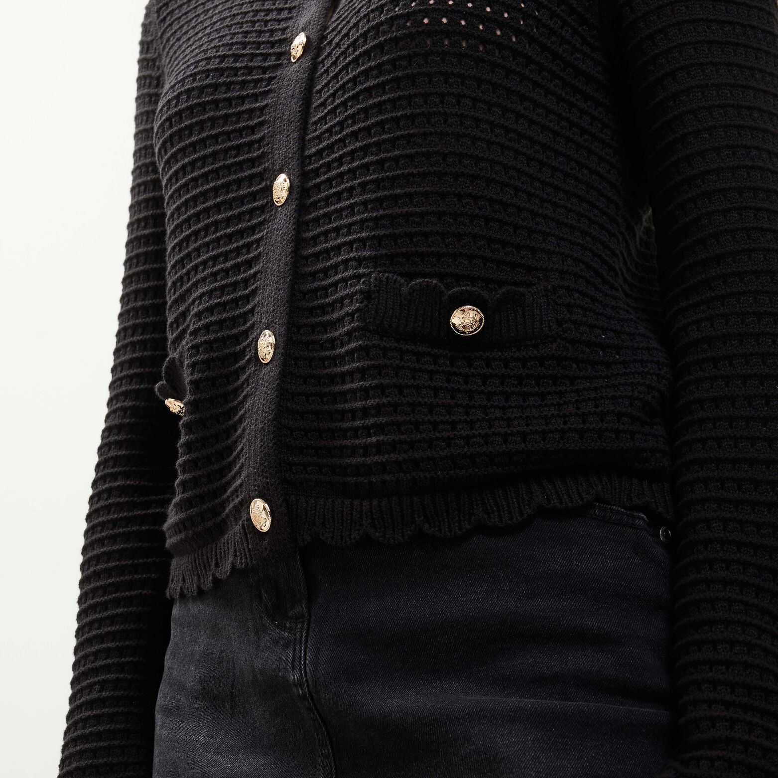 Gilet court ajouré femme