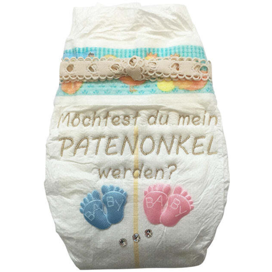Tanjo Bestickte Windel Patenonkel für Taufe beige