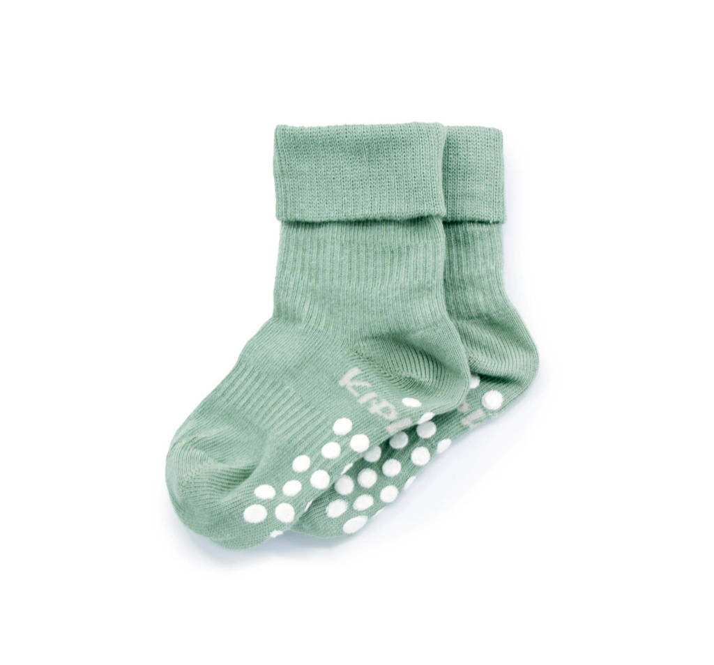 Blijf-Sokjes met anti-slip nopjes 12-18 mnd groen