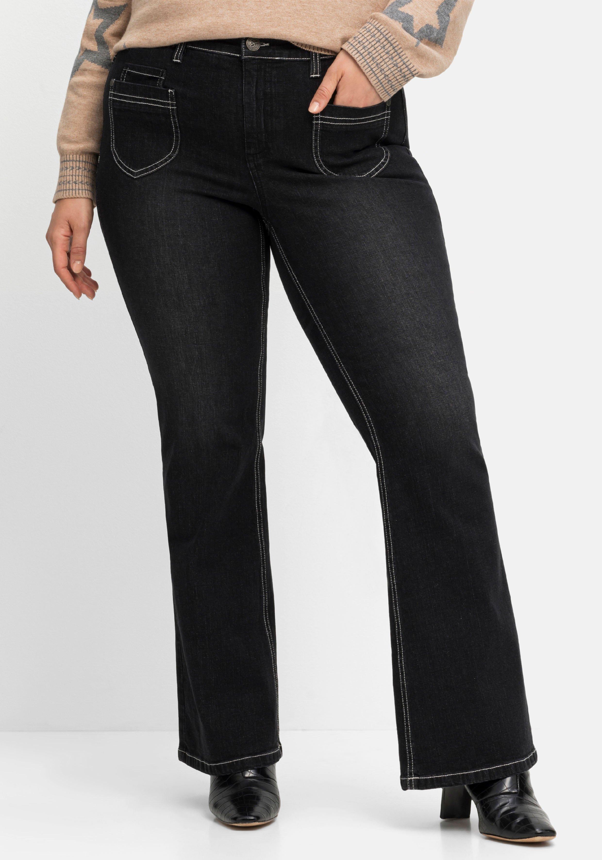 Bootcut-Jeans in High-Heel-Länge, mit Kontrastnähten