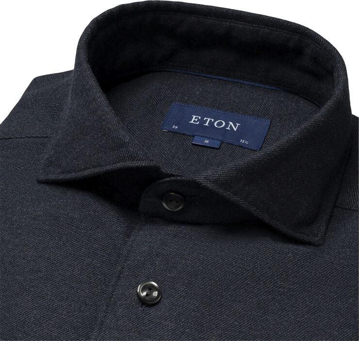 ETON Contemporary Fit Navy Blue Flannel Shirt Blå