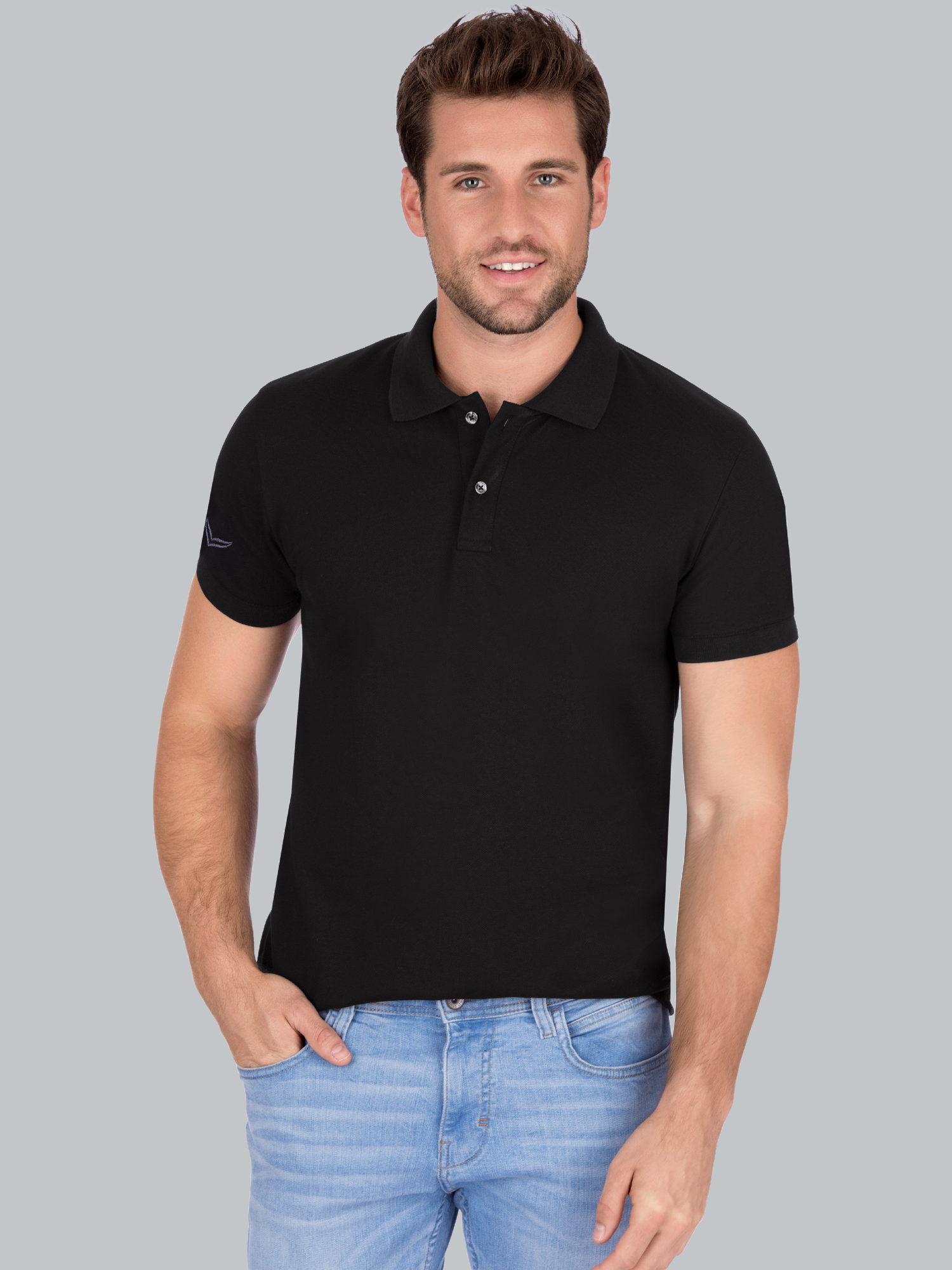 Slim Fit Poloshirt aus DELUXE-Piqué Schwarz