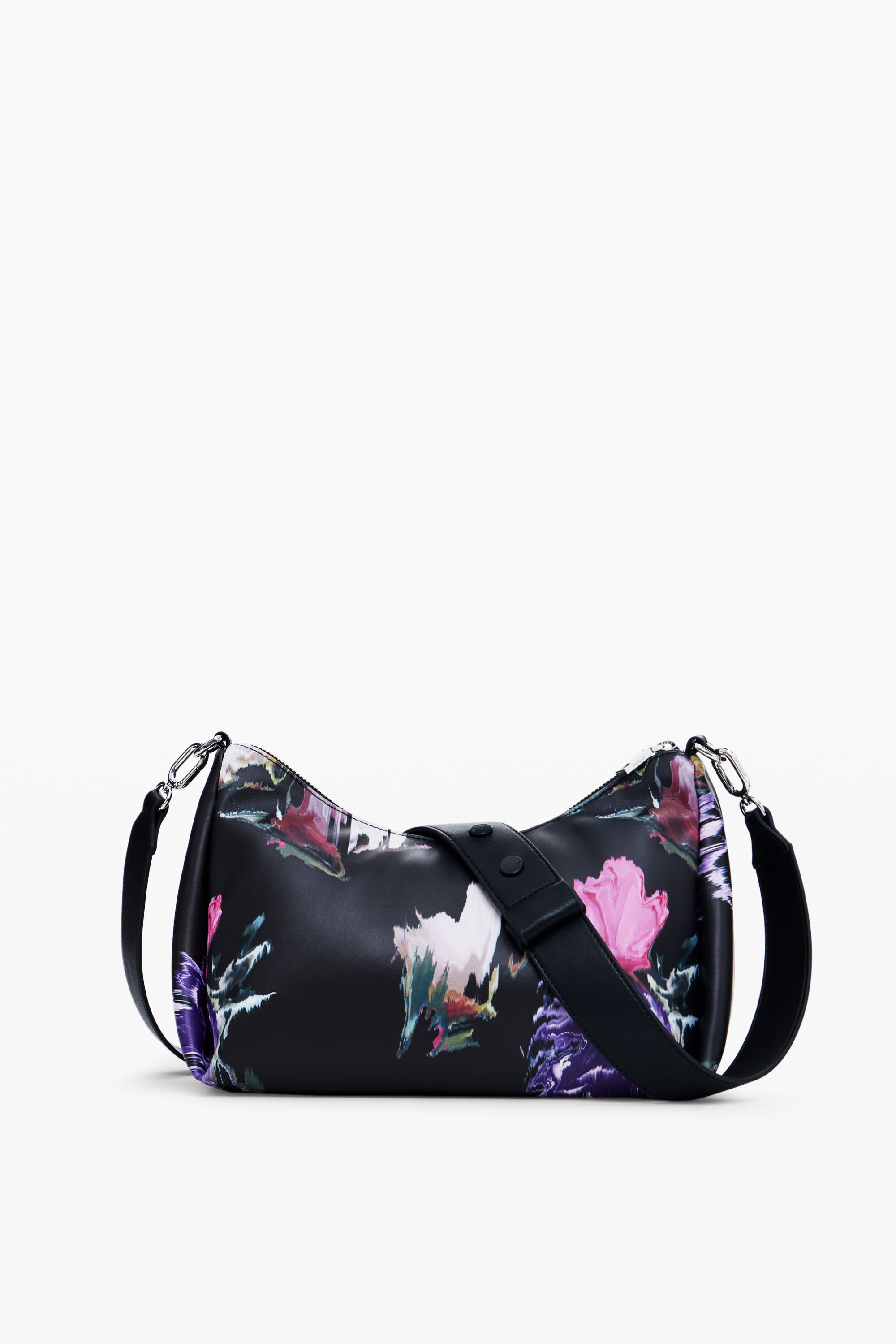 Bolsa de mão acolchoada com estampa floral