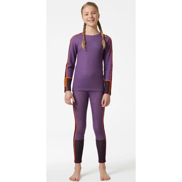 Ensemble thermique HELLY HANSEN JR LIFA MERINO MIDWEIGHT SET CRUSHED GRAPPE