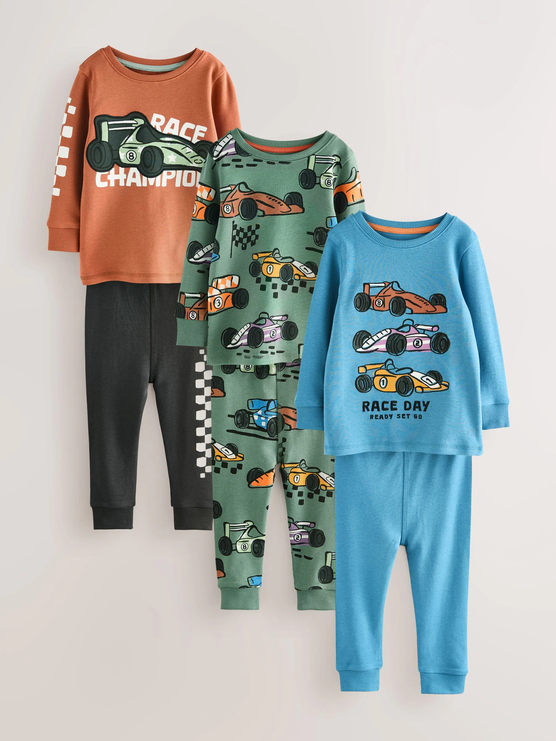 Blauw/Groen - Mini Knusse Pyjama's 3 Set (9mnd-10jr)