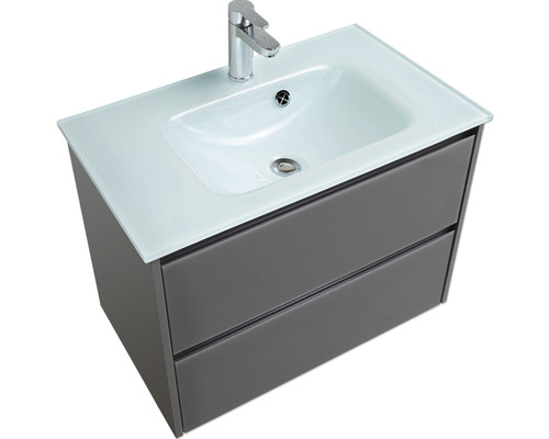 Pelipal xpressline 3261 grijs wastafelmeubel met glazen front BxHxD 75 x 52,9 x 42 cm