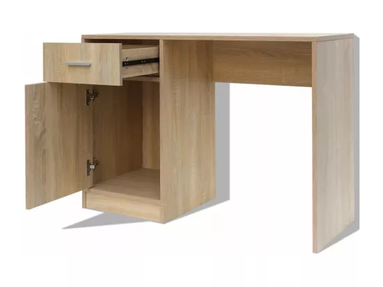 Bureau avec tiroir et placard Chêne 100x40x73 cm