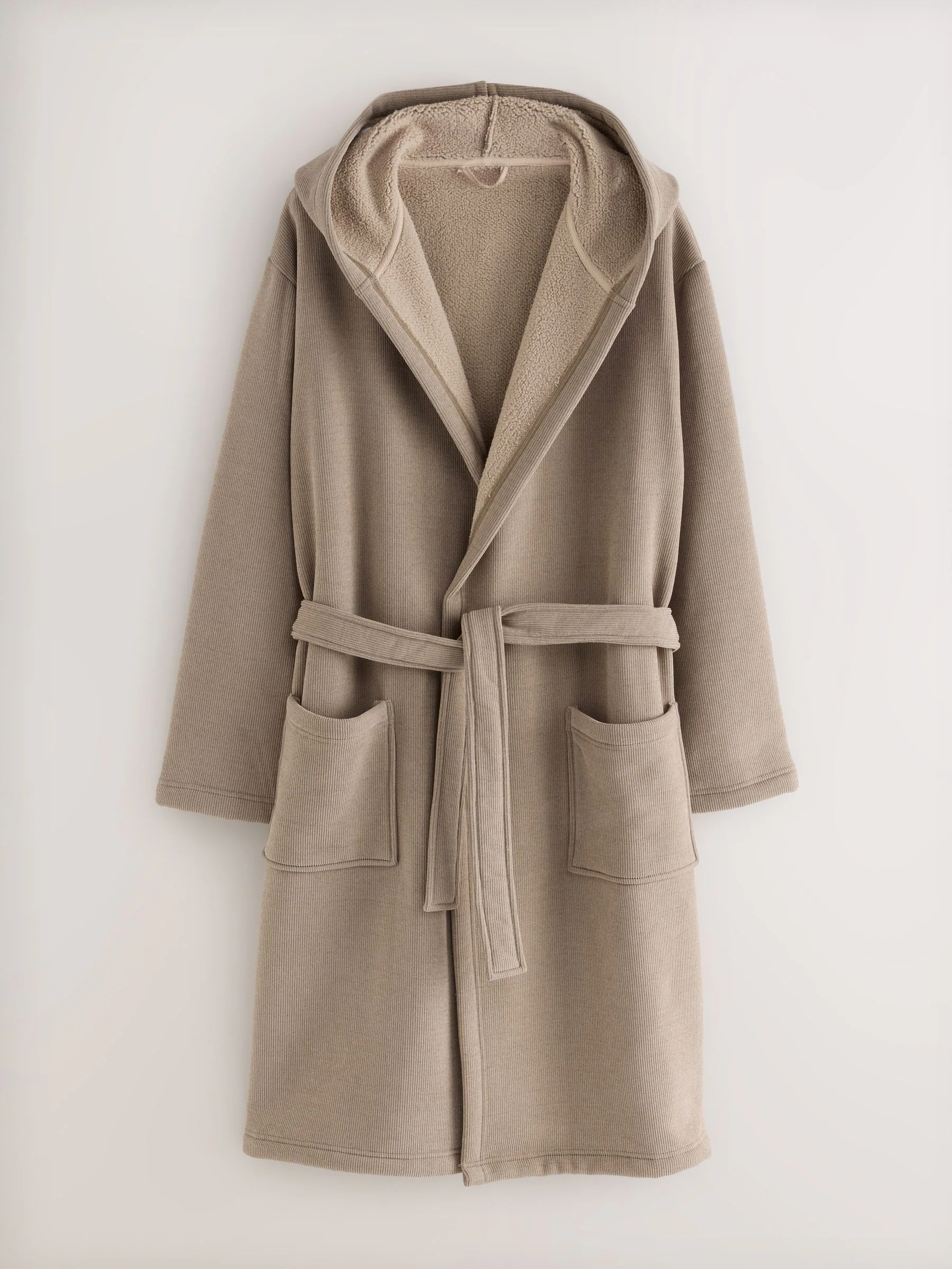 Neutraal kiezelkleurig - Corded Textured Dressing Gown
