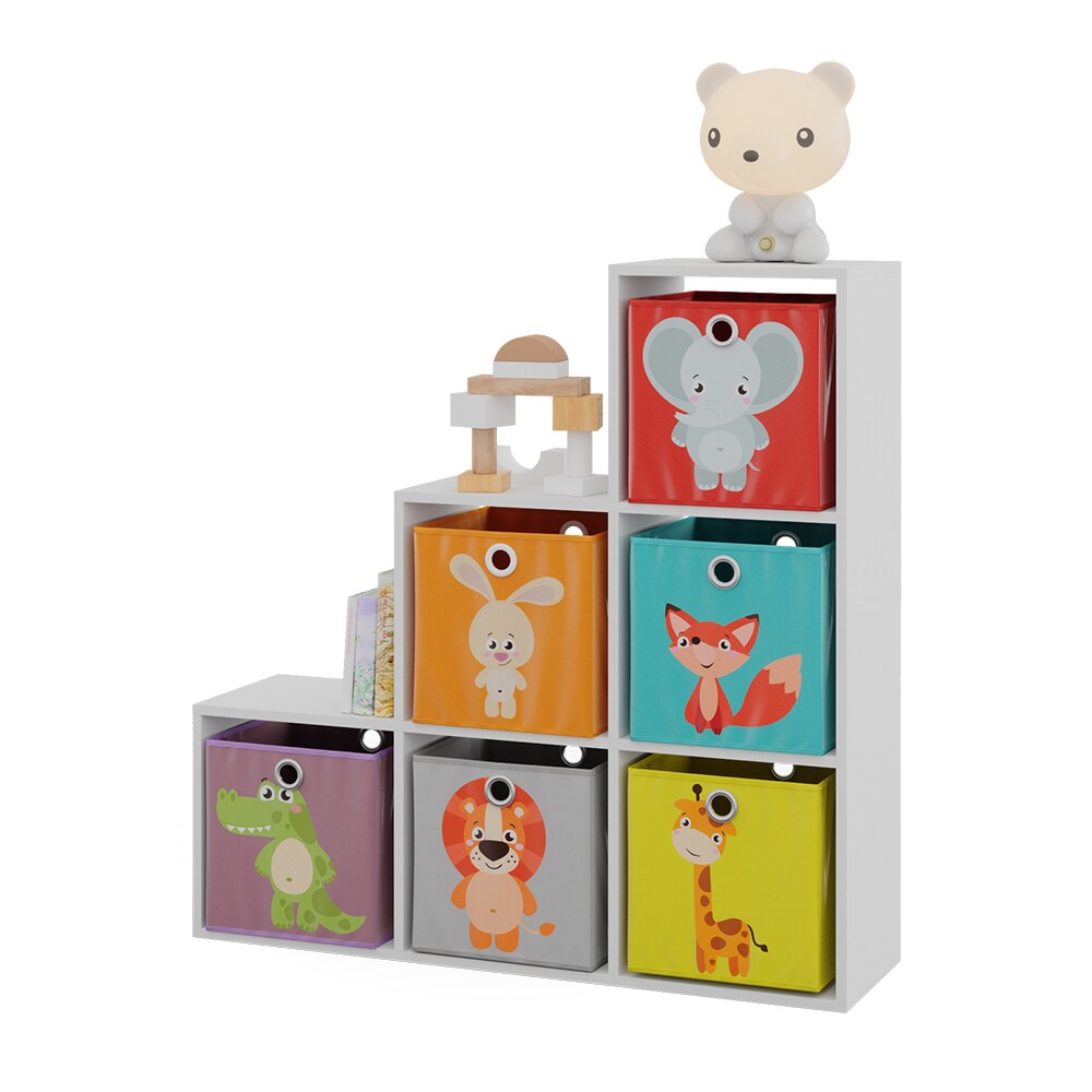 Vicco Treppenregal Raumteiler Bücherregal 6 Fächer Weiß Stufenregal Faltbox
