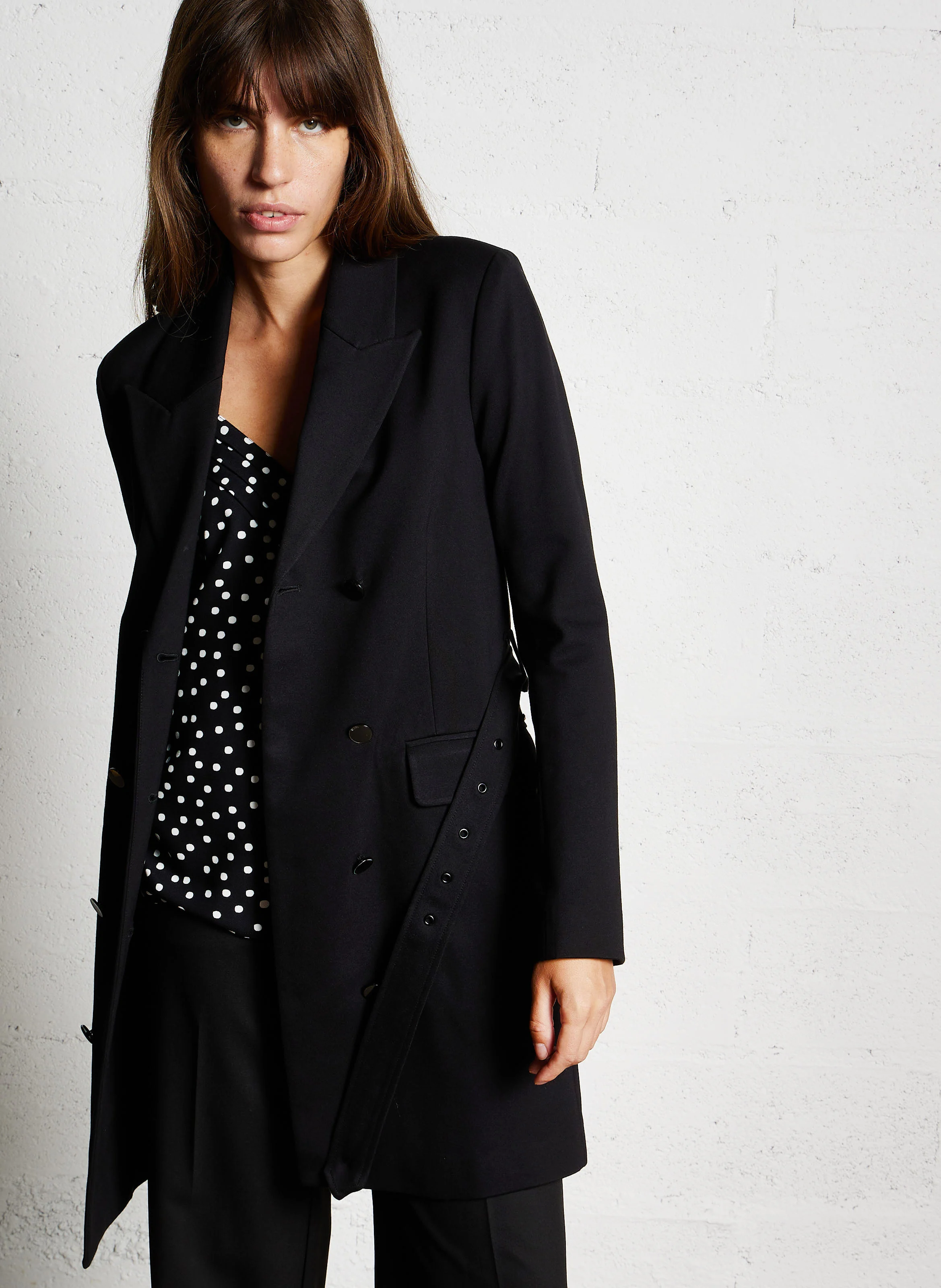 Robe courte col tailleur | Noir