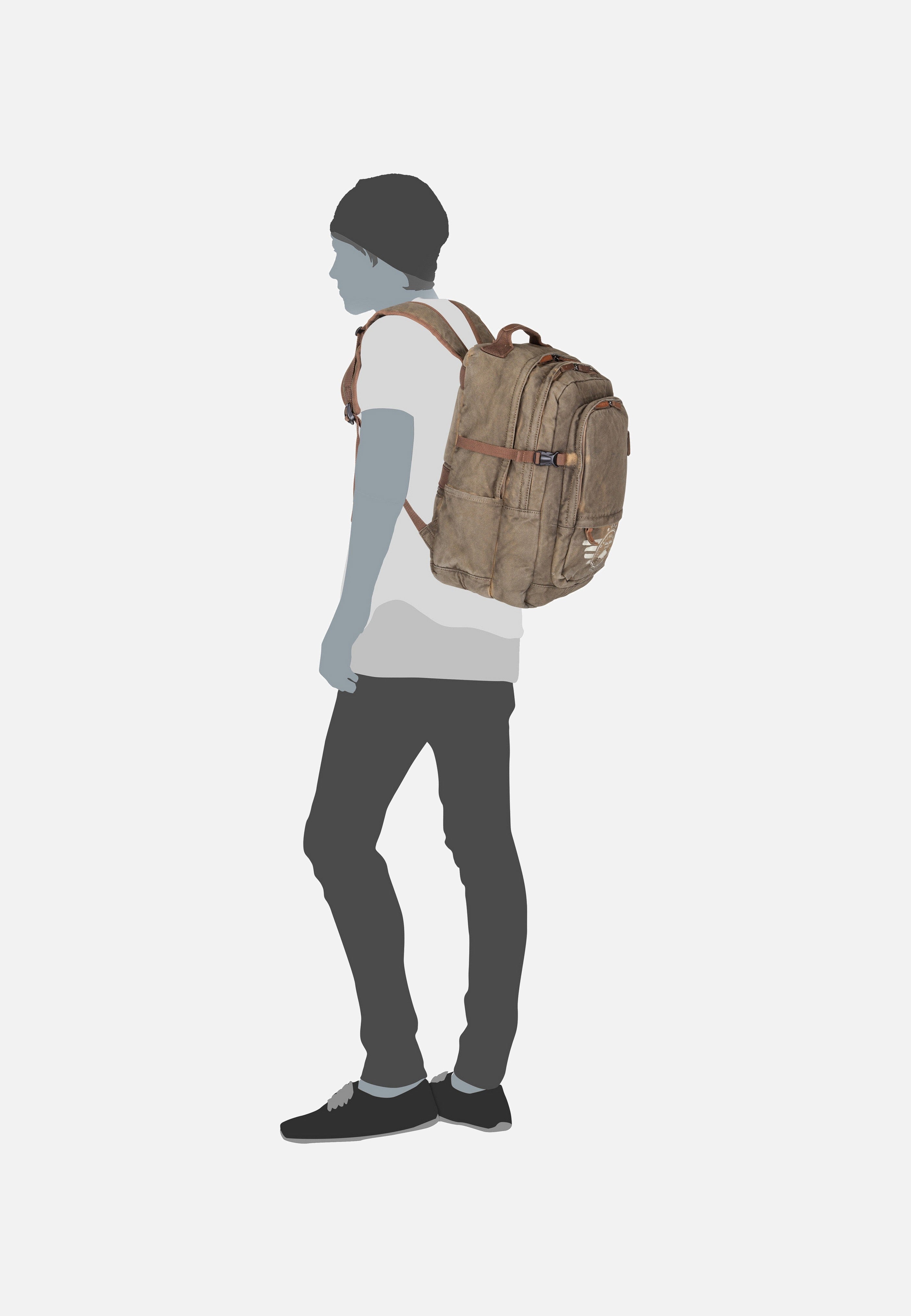 Vintage Aviator Harvard 5889 Khaki - Rucksack