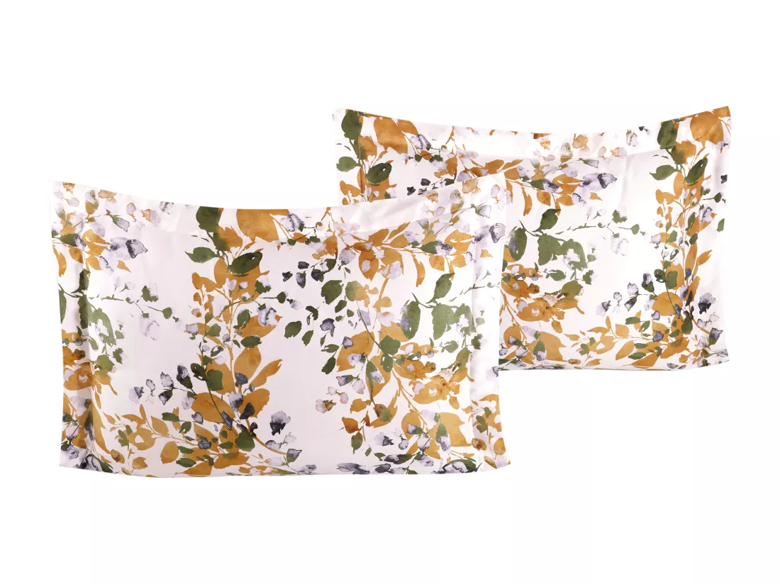 Lot de 2 Taies d'oreiller satin de coton imprimé 