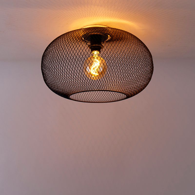 Moderne plafondlamp zwart 45 cm - Mesh Ball