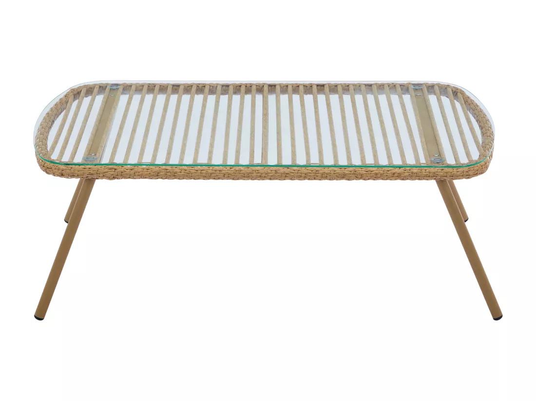 Table basse de jardin en résine tressée - Naturel clair - LOUSINI de MYLIA