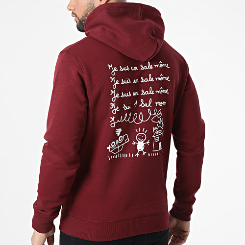Sweat Capuche Punition Bordeaux Blanc