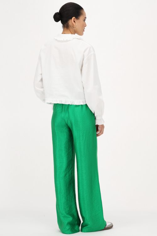 Groene wide leg broek met pintucks