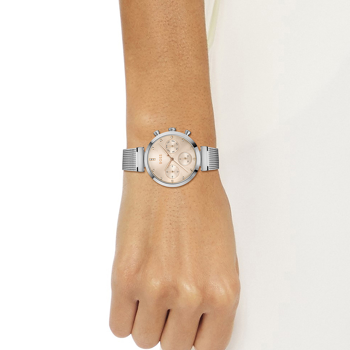 Montre Boss femme bracelet acier argent
