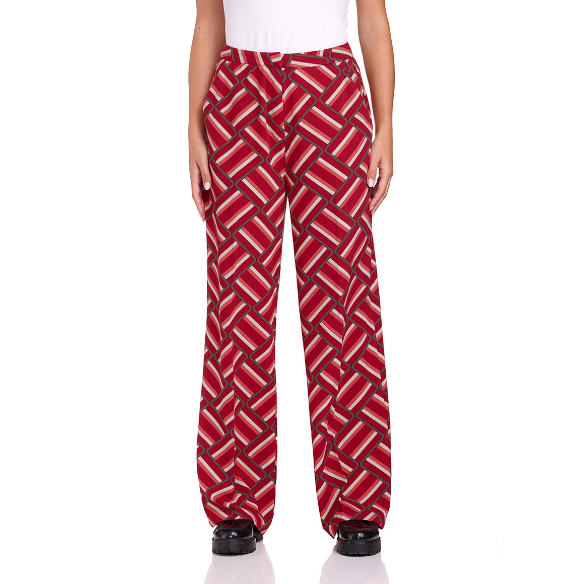 Gina Benotti Damen Hose mit Allover-Muster rot