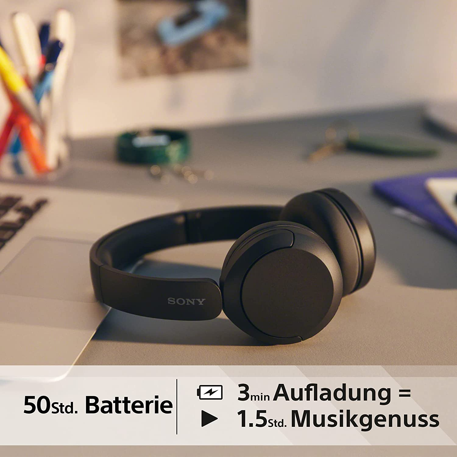WH-CH520 Bluetooth 5.2 Kopfhörer On-Ear Headset mit Sprachsteuerung (WHCH520B.CE7) - Schwarz