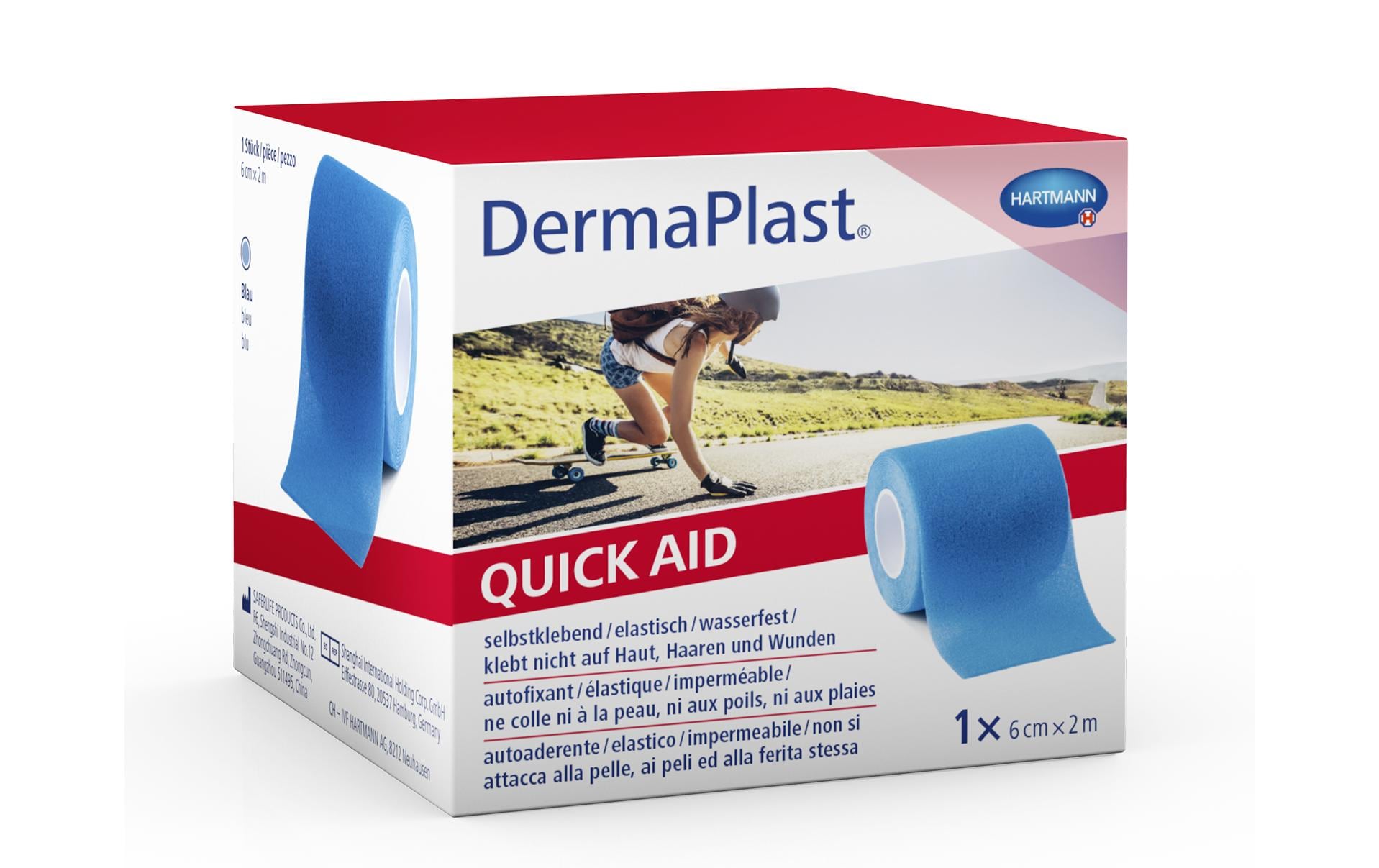 Bandage QuickAid blau 6 cm x 2 mWundabdeckung zum Schutz der Wunde