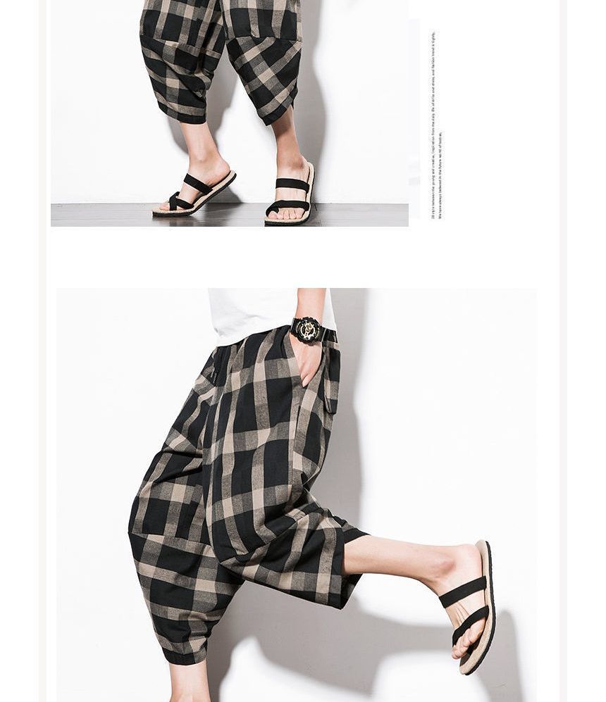 Lefitt - Mid Rise Gingham Capri Harembroek