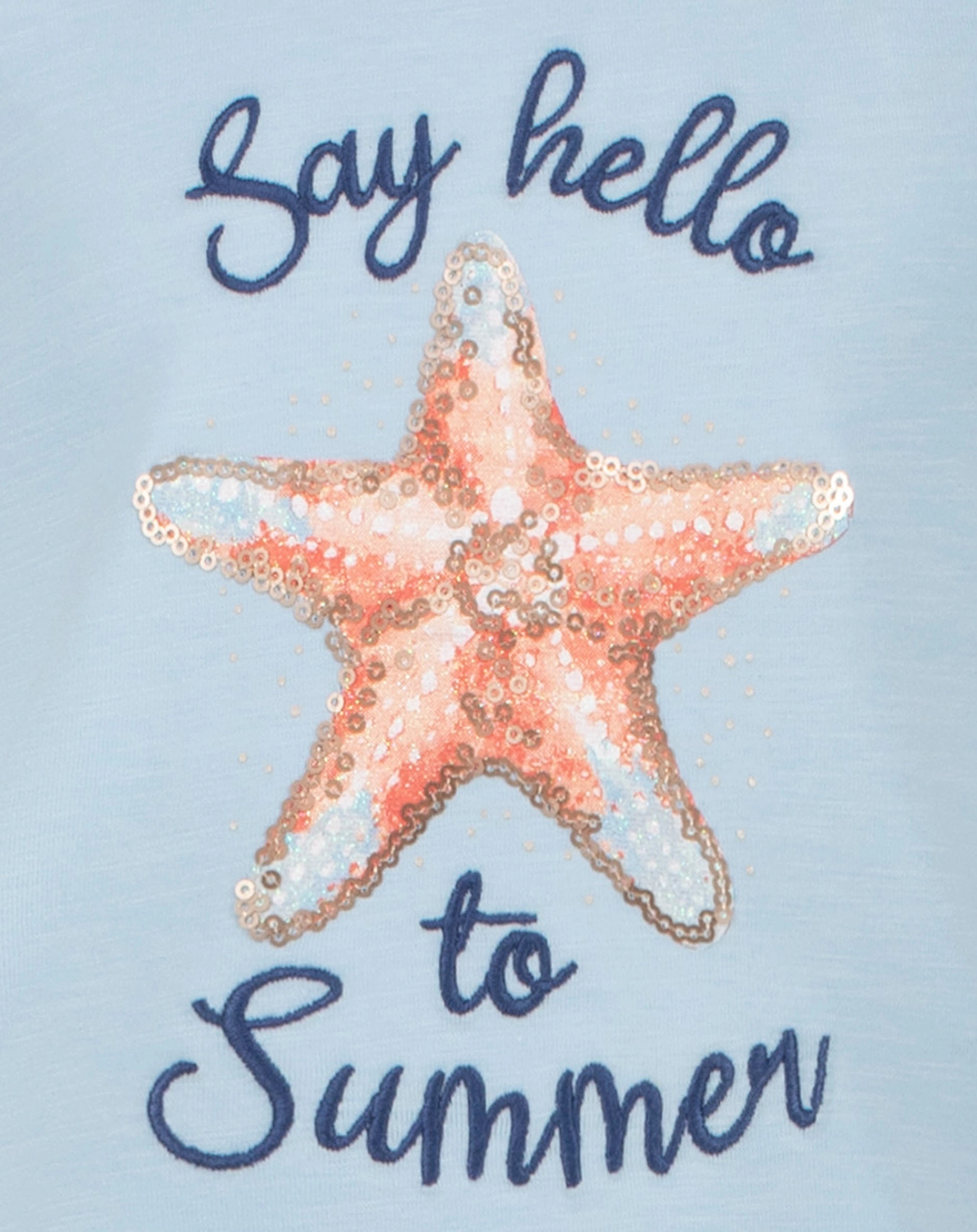 T-Shirt STARFISH SUMMER in pastel blue