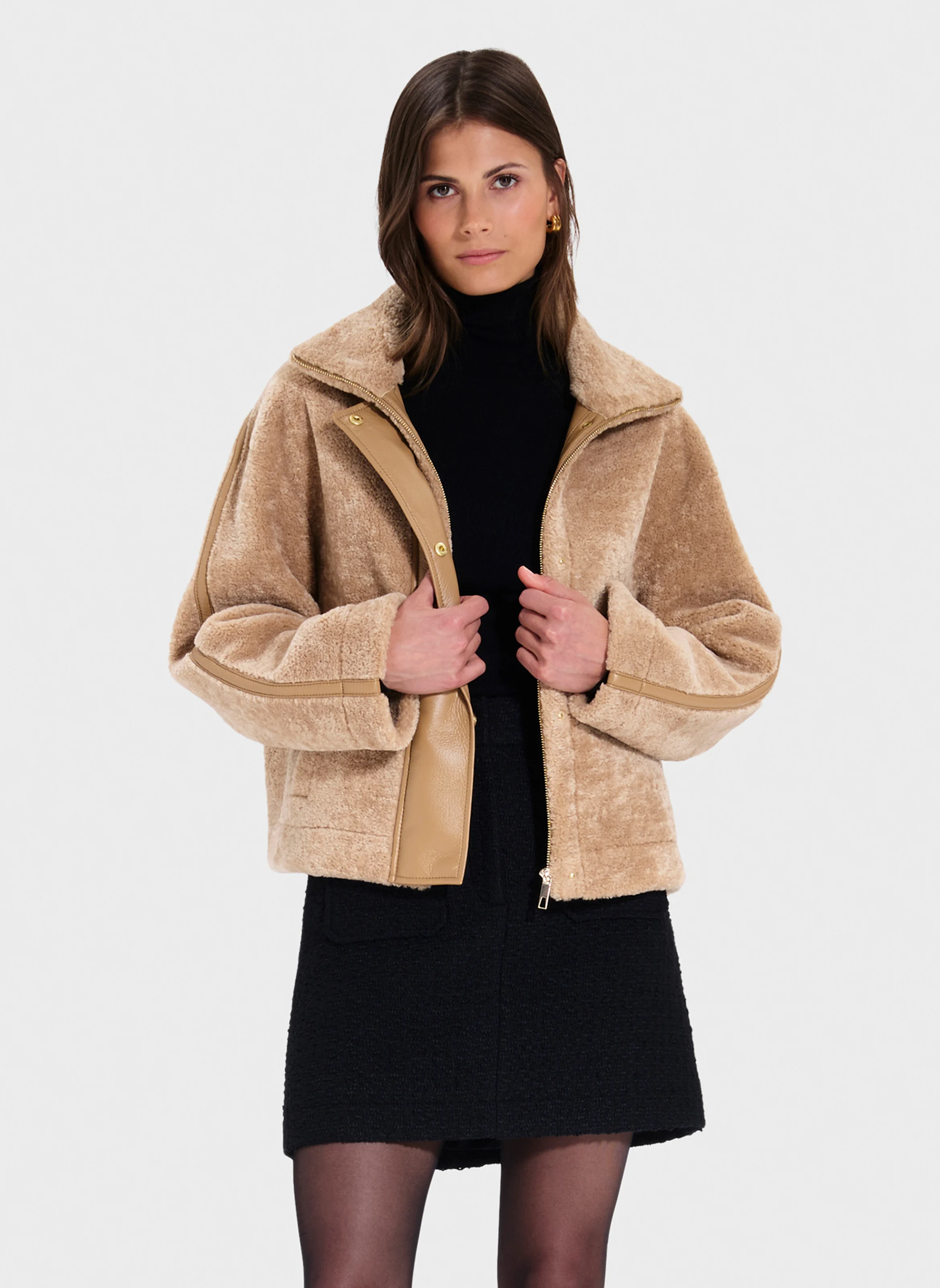 MIAMIA - Manteau court effet fourrure | Beige