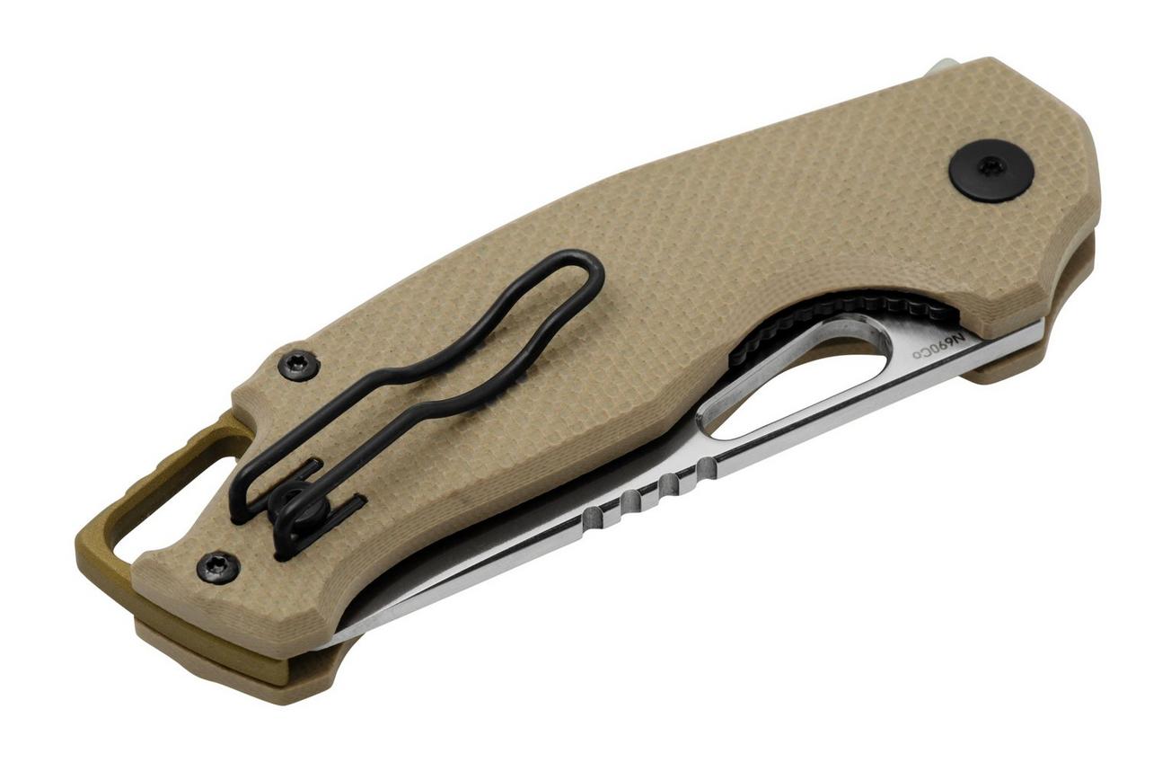 MKM Vincent VCN-GTS Satin N690CO, Tan G10, OD Green Aluminum zakmes, Jesper Voxnaes design