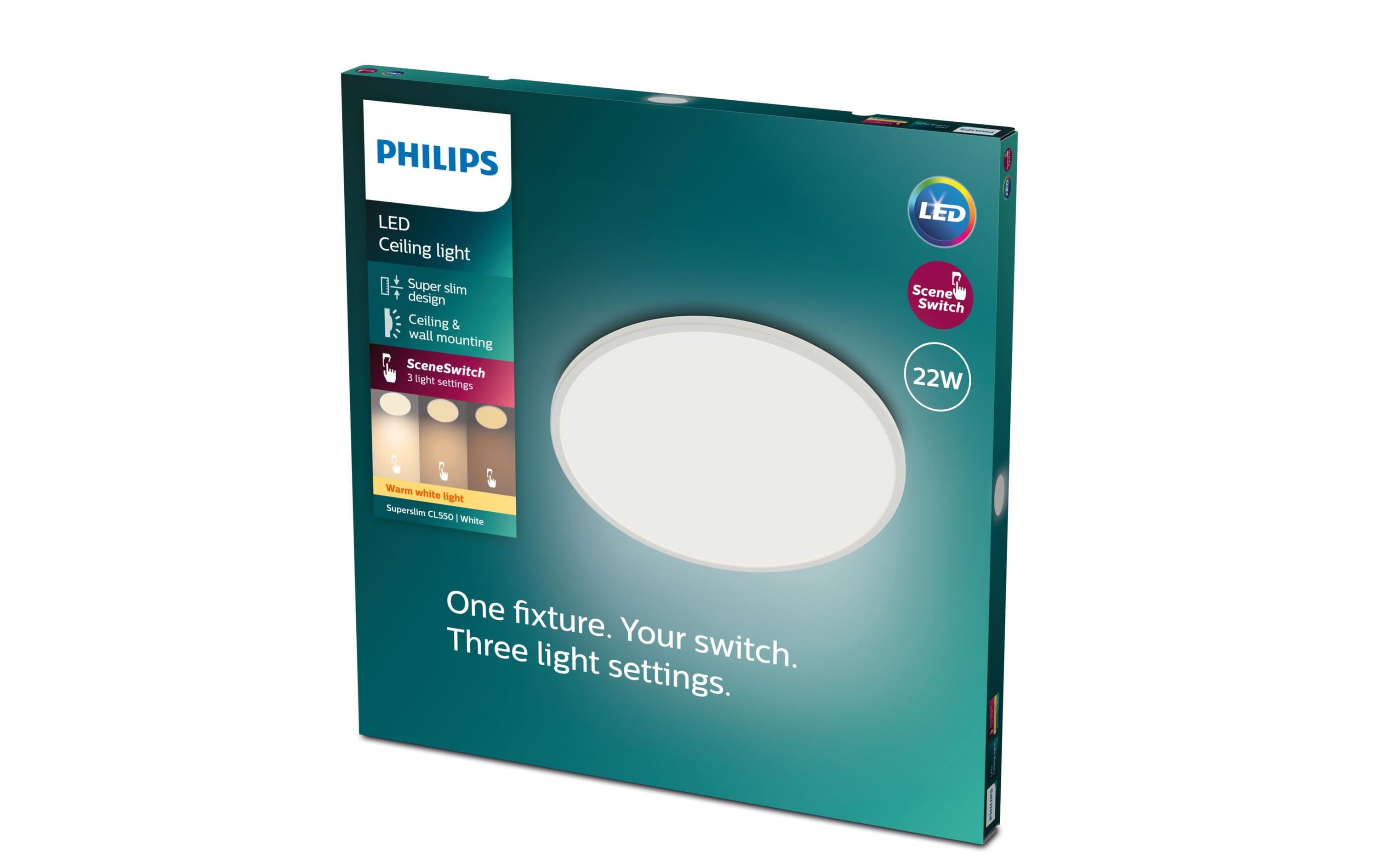 Deckenleuchte LED SceneSwitch CL550 2000 lm 2700K, Weiss3-in-1 LED Leuchte zur Deckenmontage