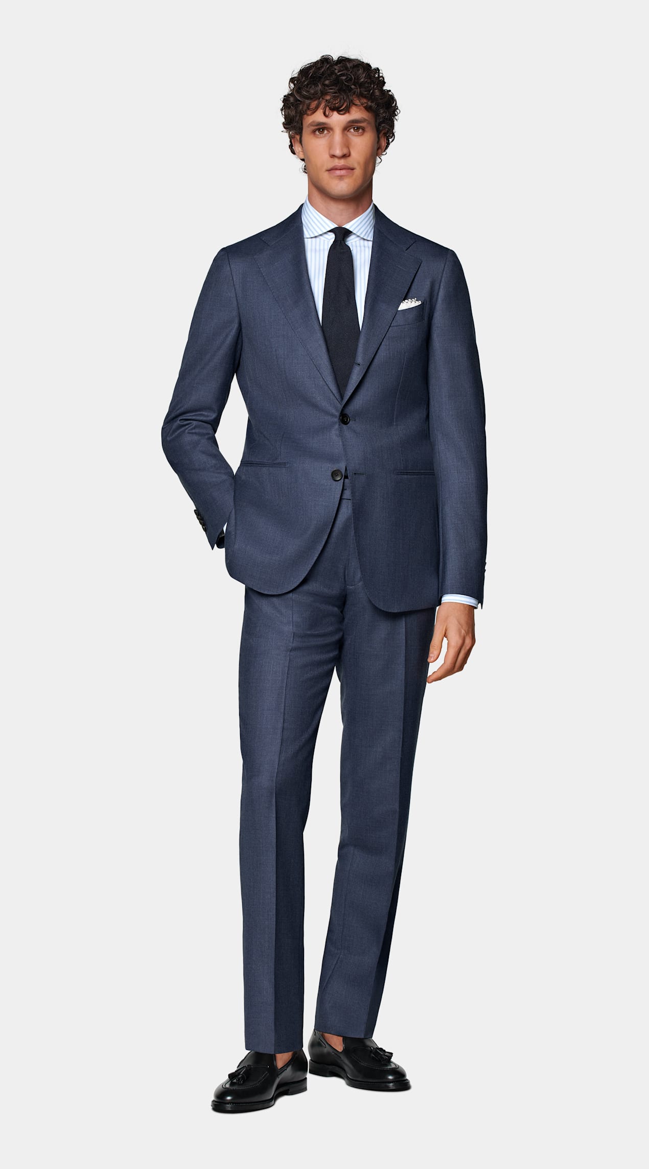 Costume Havana coupe Tailored bleu moyen