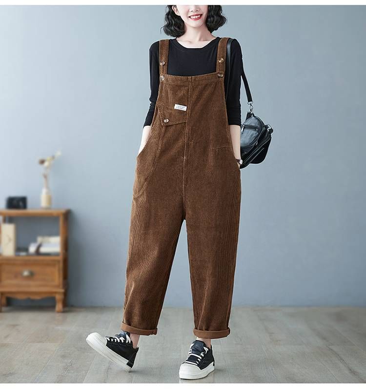 Lewwe - Corduroy Loose Fit Jumpsuit
