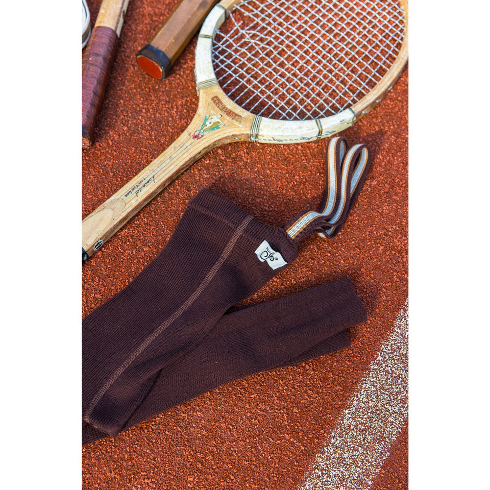 Køb Silly Silas Chocolate Brown Striped Footless Strømpebukser
