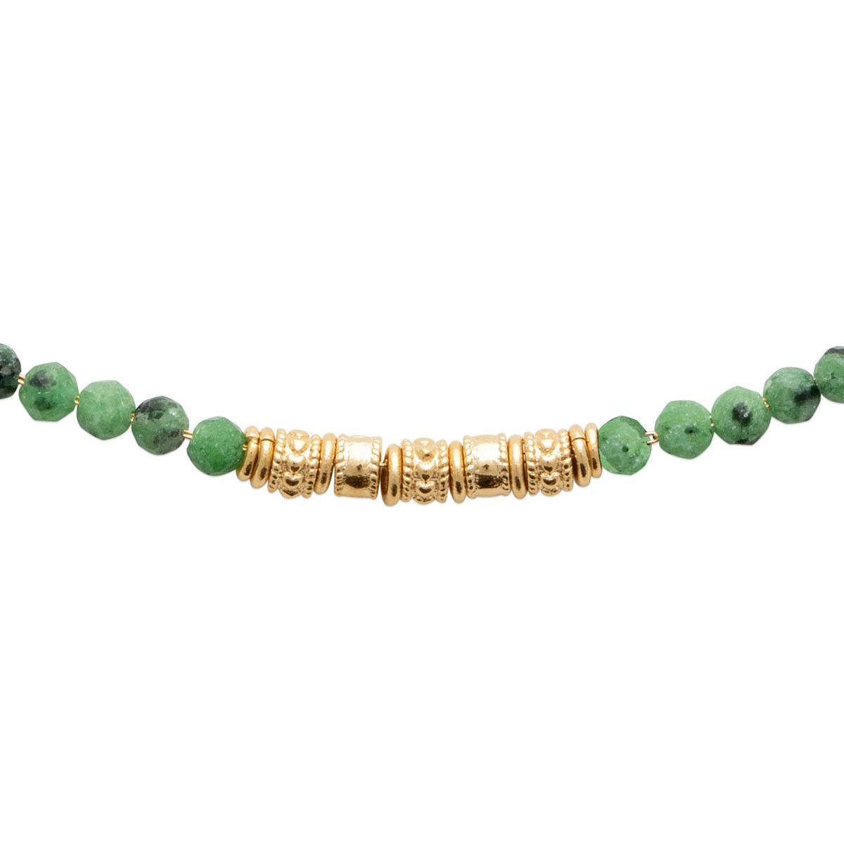 Collier Brillaxis perles rubis zoisite