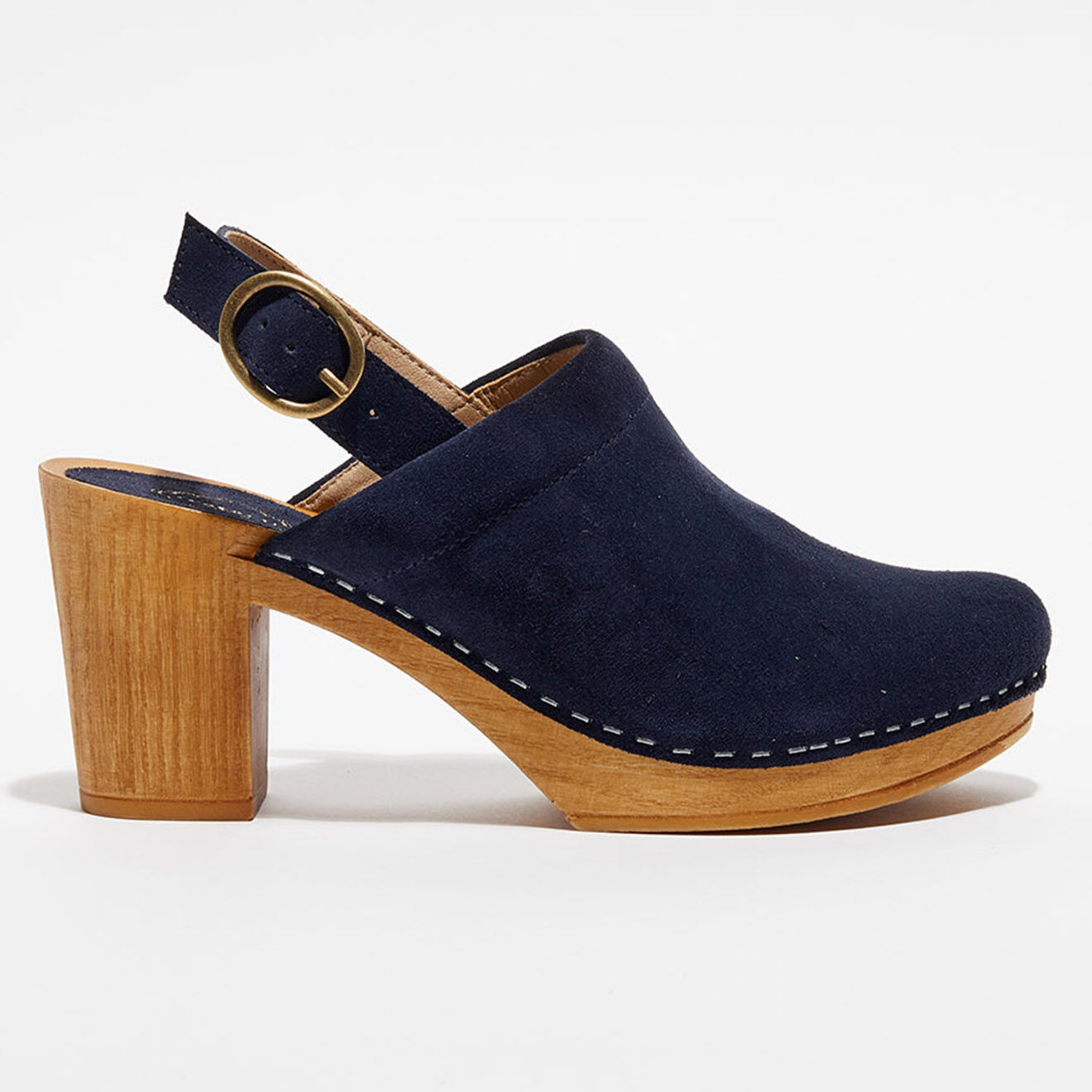Apologie Studio Sabots en Velours de Cuir Nicole marine - Talon 8 cm